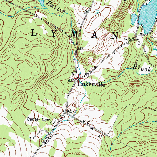 Topographic Map of Tinkerville, NH