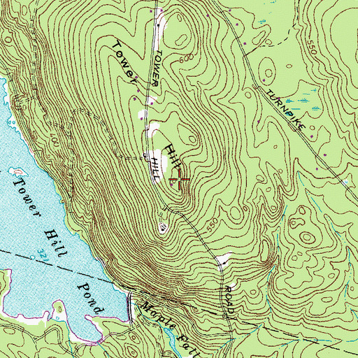 Topographic Map of Tower Hill, NH