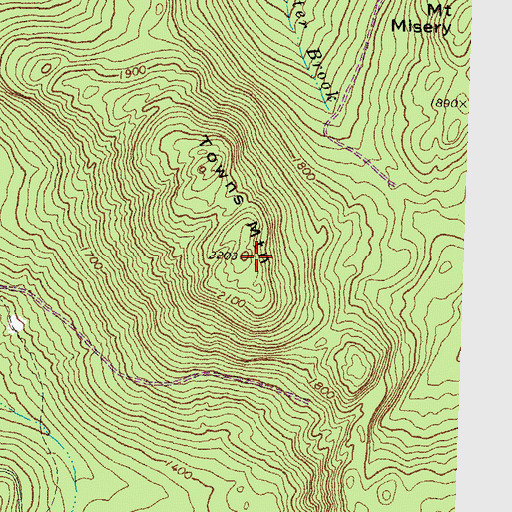 Topographic Map of Towns Mountain, NH