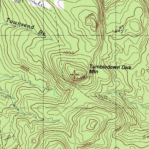 Topographic Map of Tumbledown Dick Mountain, NH