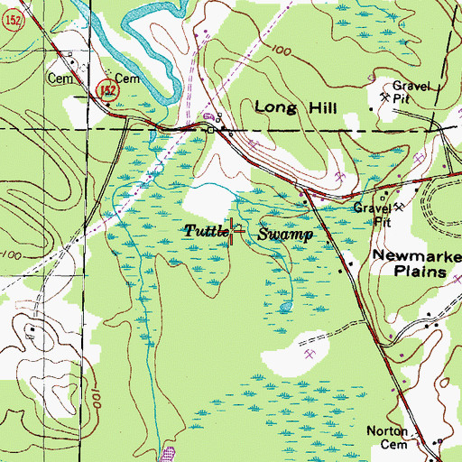 Topographic Map of Tuttle Swamp, NH
