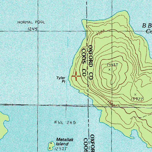 Topographic Map of Tyler Point, NH