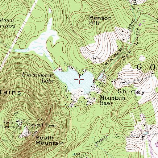 Topographic Map of Uncanoonuc Lake, NH
