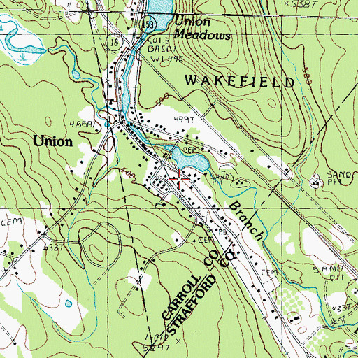 Topographic Map of Union, NH