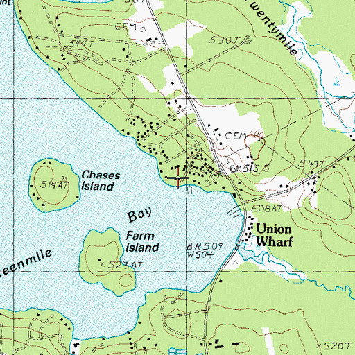 Topographic Map of Union Wharf, NH