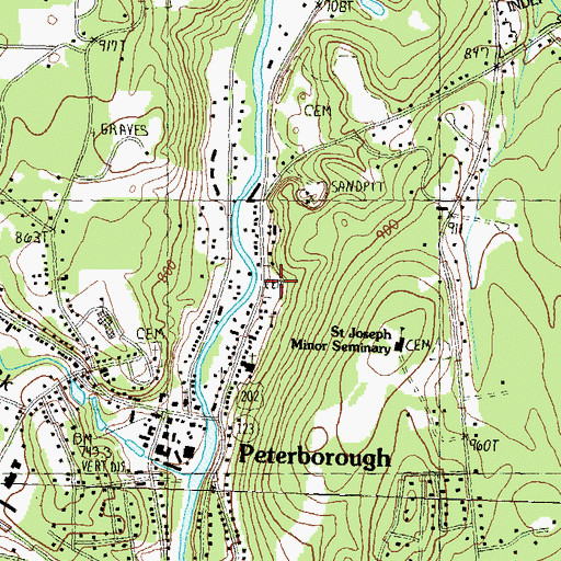 Topographic Map of Village Cemetery, NH