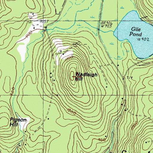 Topographic Map of Wadleigh Hill, NH