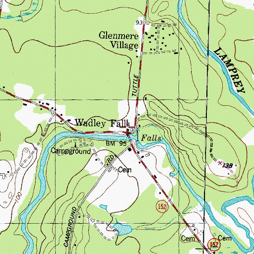 Topographic Map of Wadley Falls, NH