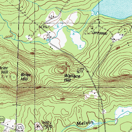 Topographic Map of Wallace Hill, NH