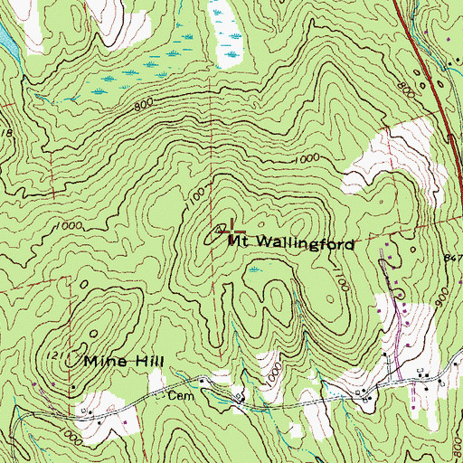 Topographic Map of Mount Wallingford, NH
