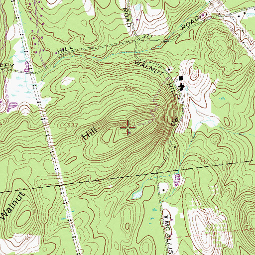 Topographic Map of Walnut Hill, NH