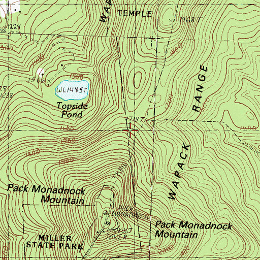 Topographic Map of Wapack Trail, NH