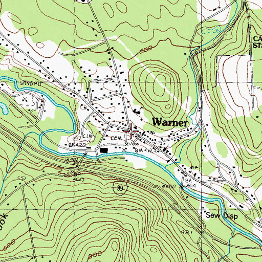 Topographic Map of Warner, NH