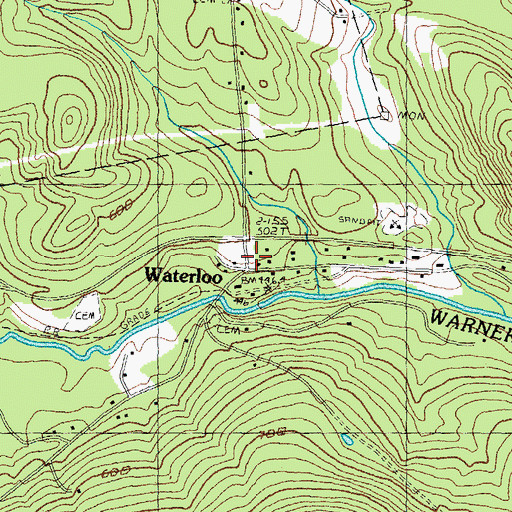 Topographic Map of Waterloo, NH