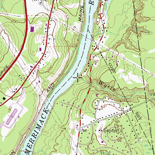Topographic Map of Watts Brook, NH