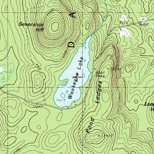 Topographic Map of Waukeena Lake, NH