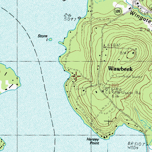 Topographic Map of Wawbeek, NH