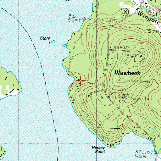 Topographic Map of Wawbeek, NH