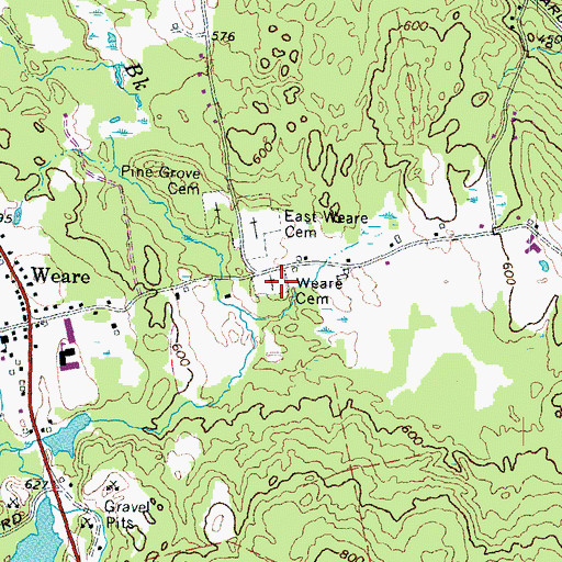 Topographic Map of Weare Cemetery, NH