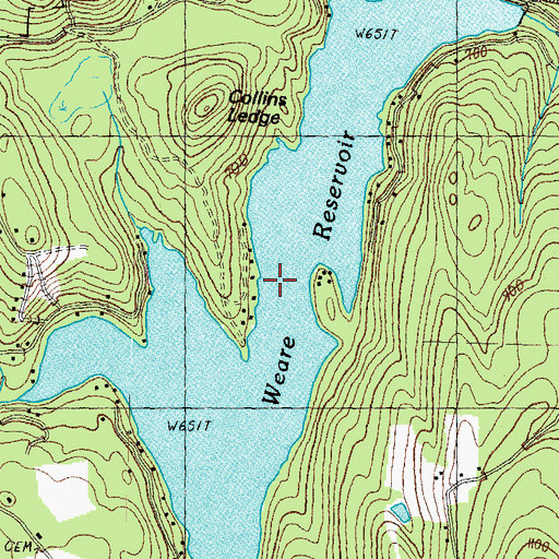 Topographic Map of Weare Reservoir, NH