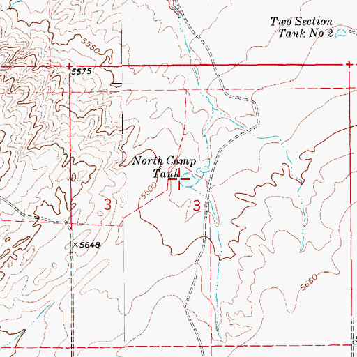 Topographic Map of North Camp Tank, AZ