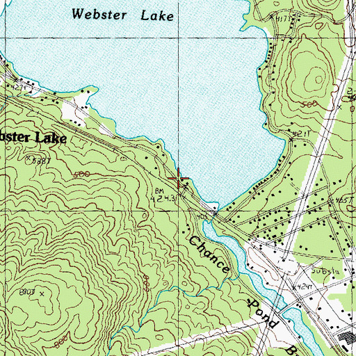 Topographic Map of Webster Lake, NH