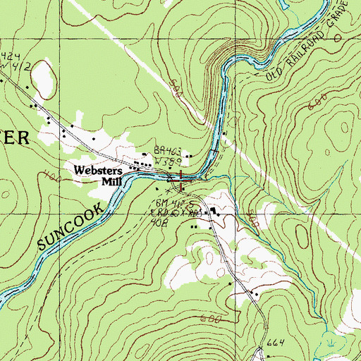 Topographic Map of Websters Mill, NH