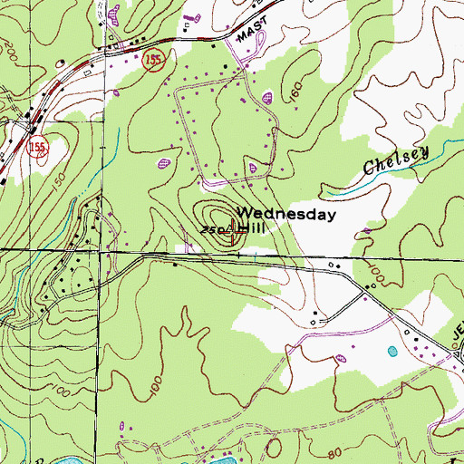 Topographic Map of Wednesday Hill, NH