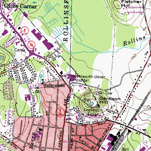 Topographic Map of Wentworth - Douglass Hospital, NH