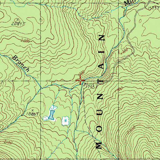 Topographic Map of West Branch Mill Brook, NH
