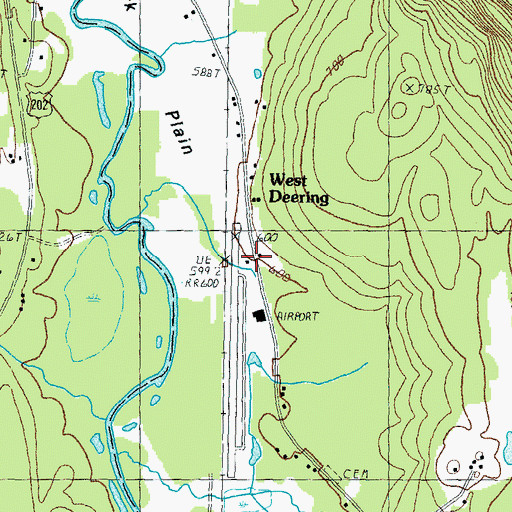 Topographic Map of West Deering, NH