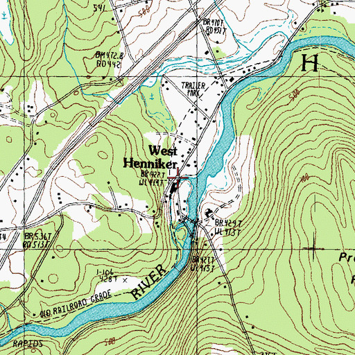 Topographic Map of West Henniker Emerson Station, NH