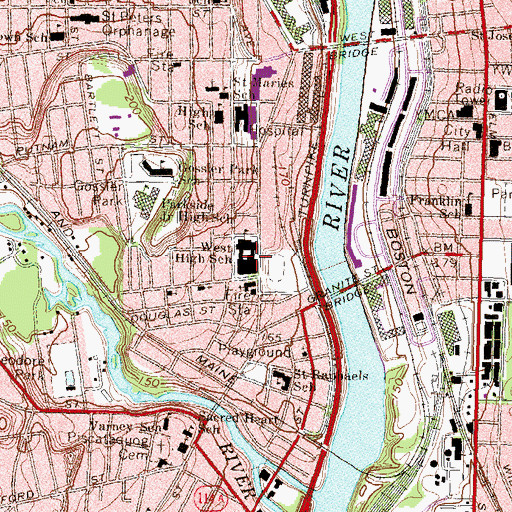 Topographic Map of Manchester High School West, NH