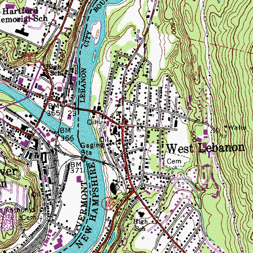 Topographic Map of West Lebanon, NH