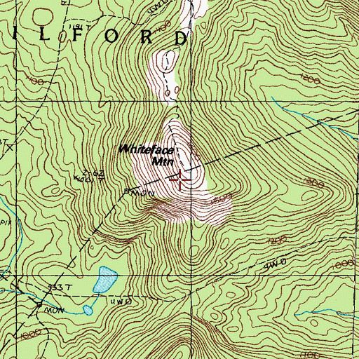 Topographic Map of Whiteface Mountain, NH