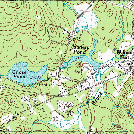 Topographic Map of Whitney Brook, NH