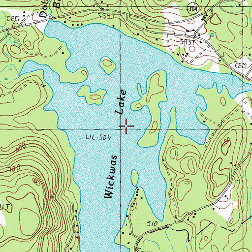 Topographic Map of Wickwas Lake, NH