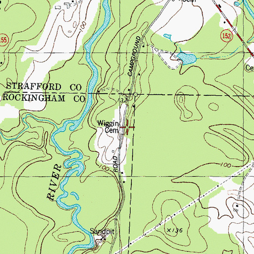 Topographic Map of Wiggin Cemetery, NH