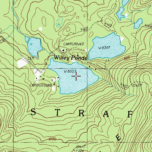 Topographic Map of Willey Ponds, NH