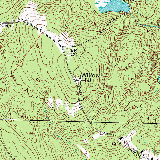 Topographic Map of Willow Hill, NH