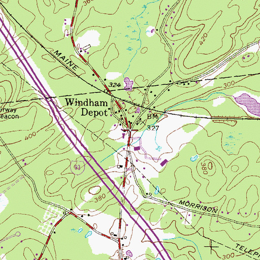 Topographic Map of Windham Depot, NH