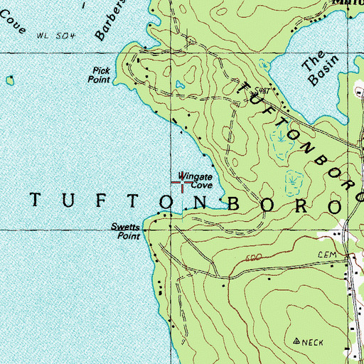 Topographic Map of Wingate Cove, NH
