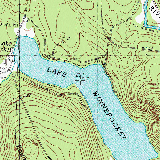 Topographic Map of Lake Winnepocket, NH