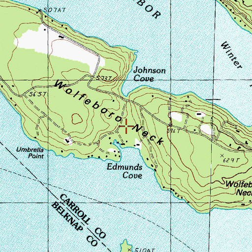 Topographic Map of Wolfeboro Neck, NH