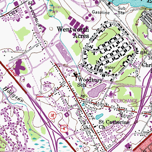 Topographic Map of Wentworth Acres School, NH