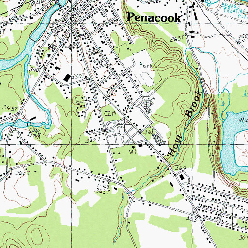 Topographic Map of Woodlawn Cemetery, NH