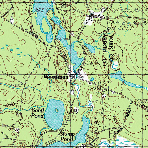 Topographic Map of Woodman, NH