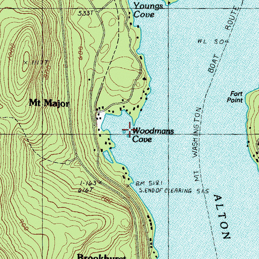 Topographic Map of Woodmans Cove, NH