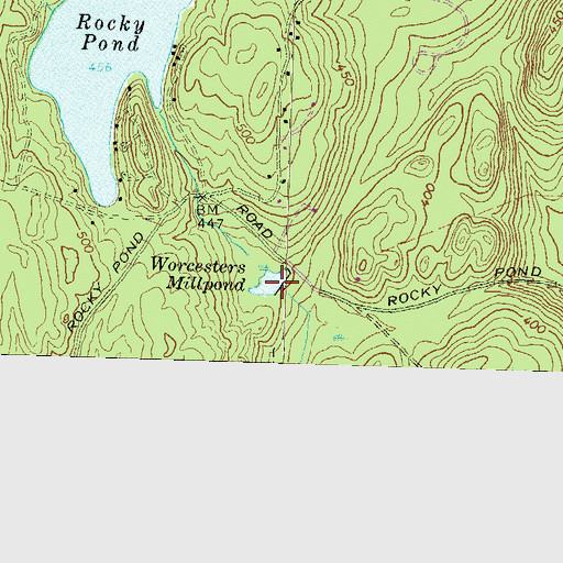 Topographic Map of Worcesters Millpond, NH