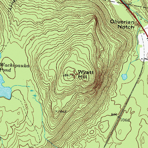 Topographic Map of Wyatt Hill, NH